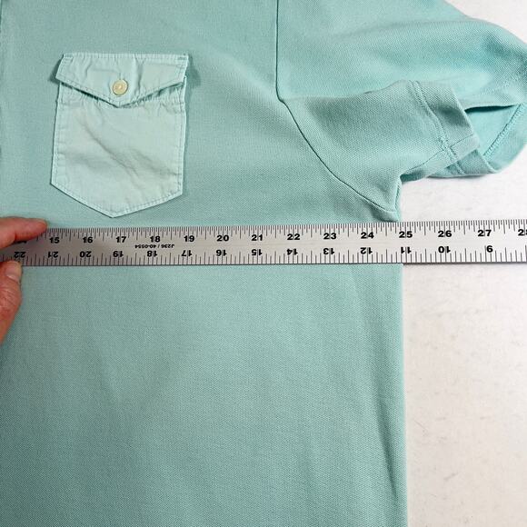 Calvin Klein Polo Shirt Men XXL All Cotton Mint Green Pockets Button Down Collar - Picture 9 of 11